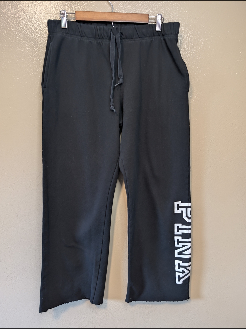 PINK Victoria's Secret Black and White Logo Wide Leg Sweatpants